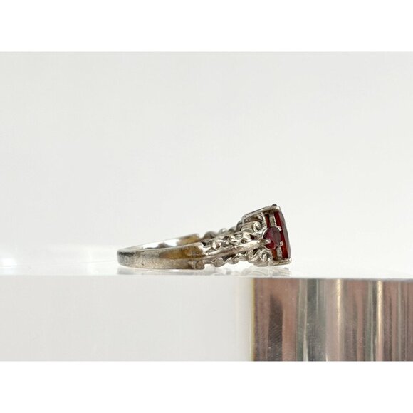 Art Deco Natural Multi Gemstone Garnet Sterling Silver Vintage Ring - sz 7.25 - Picture 3 of 10